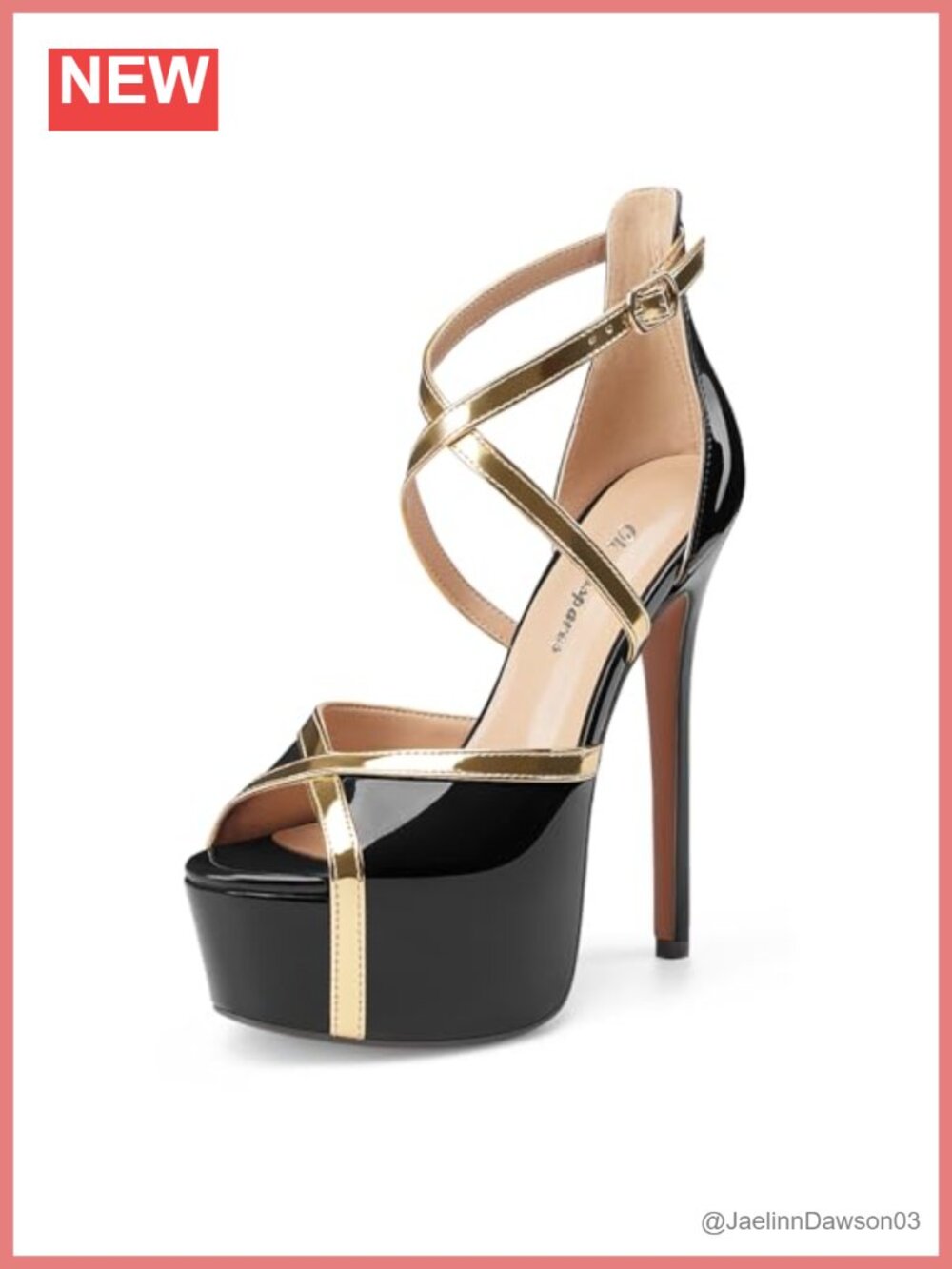 Stiletto High Heel Sandals Platform Peep Toe Strappy Crisscross 6 inch Gold
